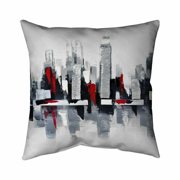 Fondo 26 x 26 in. Grey & Red Cityscape-Double Sided Print Indoor Pillow FO2773685
